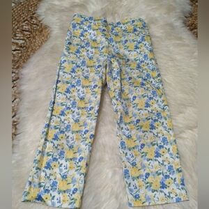 Janie and Jack Floral Print Pants in Yellow and Blue Size 5